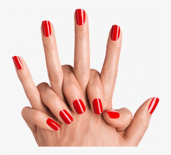 Красный маникюр на белом фоне