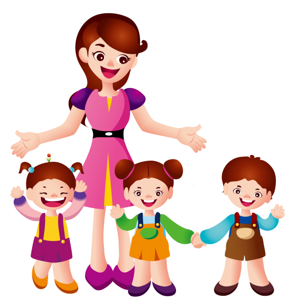 Воспитатель и дети без фона