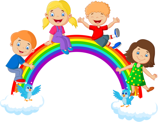 Дети на радуге вектор