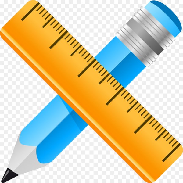 Линейка и карандаш на прозрачном фоне