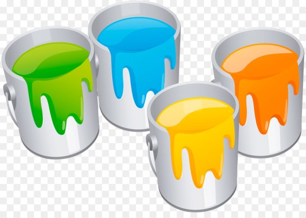 Баночки с красками на прозрачном фоне