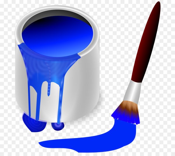 Банка краски с кисточкой