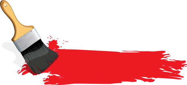 Кисть с красной краской