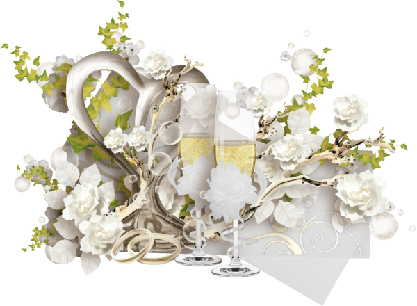 Свадебные атрибуты на прозрачном фоне