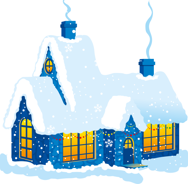 Зимний домик мультяшный