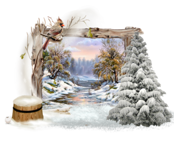 Новогодние пейзажи на прозрачном фоне