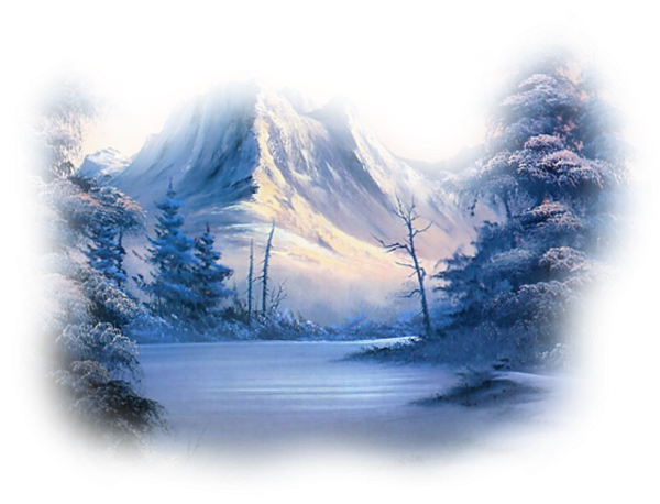 Зимний пейзаж на прозрачном фоне