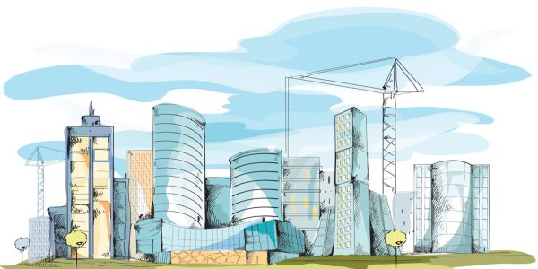 Застройка города иллюстрация