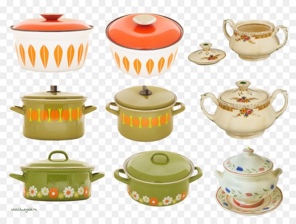 Кухонная посуда на прозрачном фоне