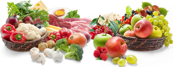 Экологически чистые продукты на белом фоне