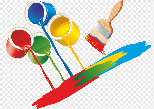 Кисточка в краске без фона