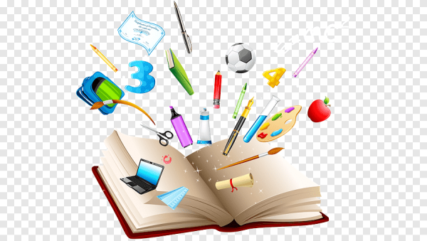 Школьные принадлежности на прозрачном фоне