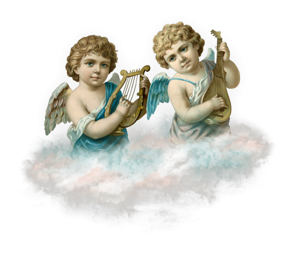 Винтажные ангелы на прозрачном фоне