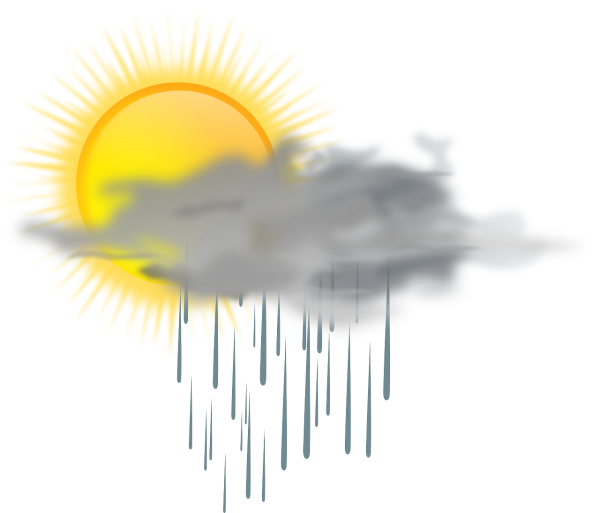 Тучи с солнцем на белом фоне