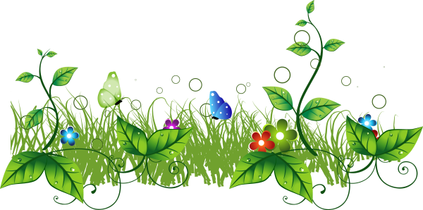 Травка с цветочками на прозрачном фоне