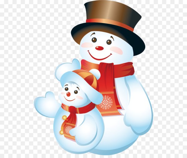 Красивые Снеговики на прозрачном фоне