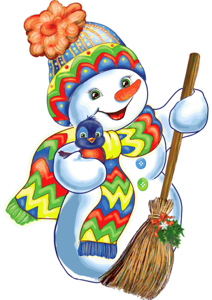 Новогодний Снеговик на белом фоне