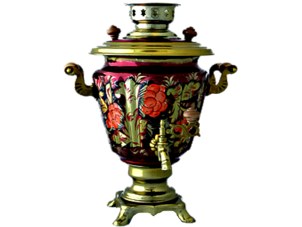 Самовар с баранками на прозрачном фоне