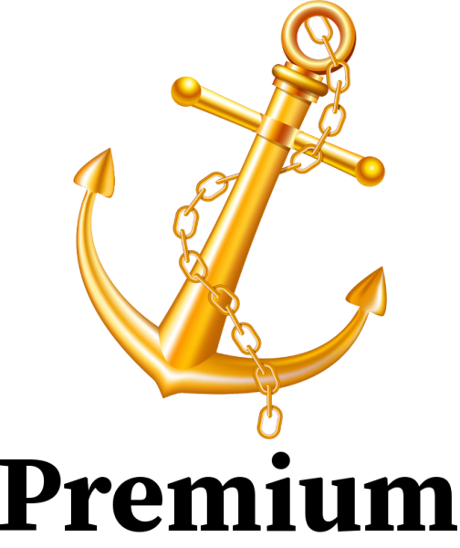 Якорь золотой на белом фоне