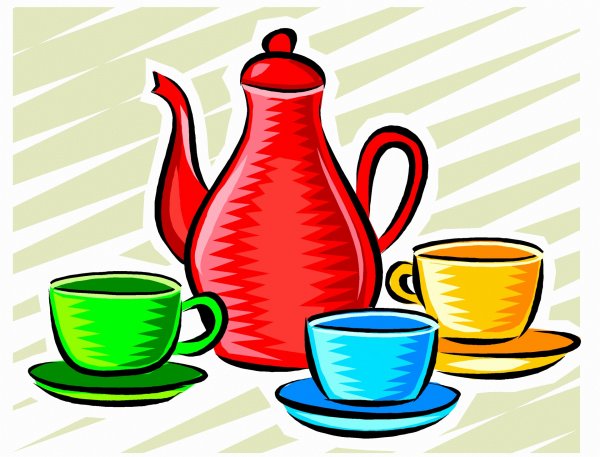 Чайник с чашками мультяшные