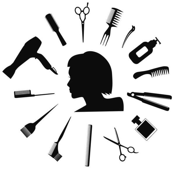 Силуэты инструментов для парикмахера