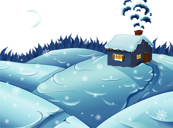 Зимний домик мультяшный