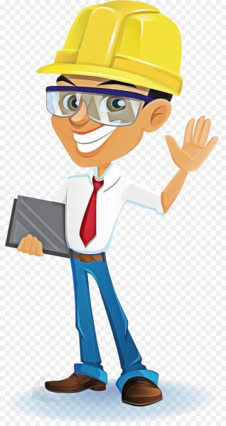 Рабочий в каске мультяшный
