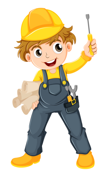 Мультяшный Строитель в каске