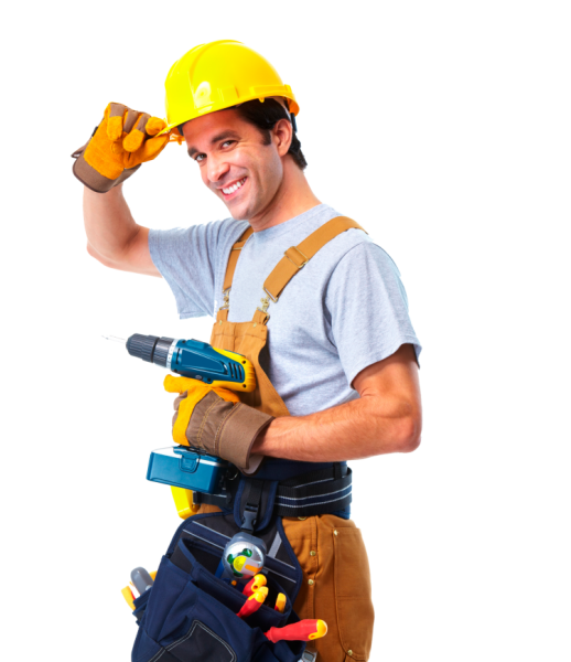 Монтажник на белом фоне