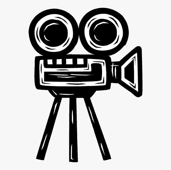 Кинокамера на белом фоне