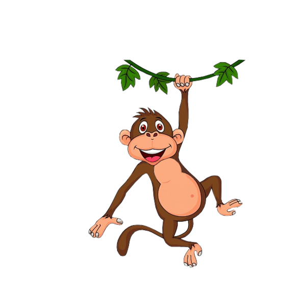 Мультяшная обезьяна на ветке