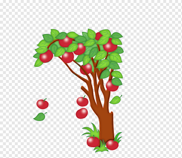 Яблонька на прозрачном фоне