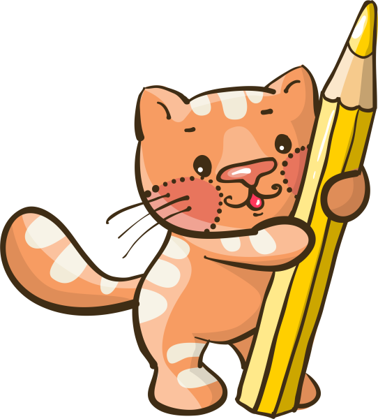 Котик на прозрачном фоне мультяшный