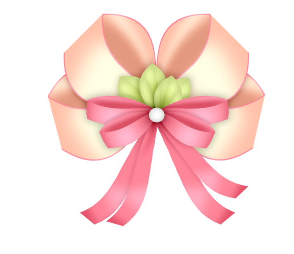 Розовый бант на прозрачном фоне