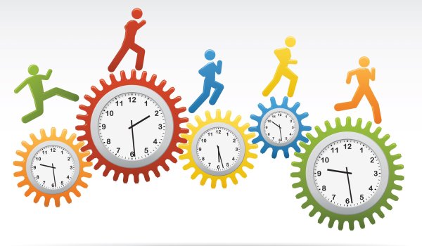 Человечек с часами для презентации