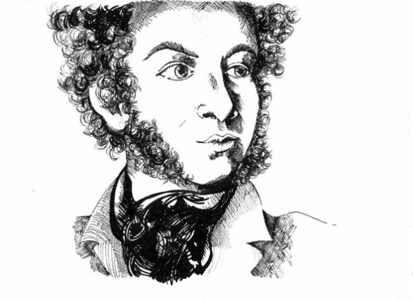 Портрет Пушкина на белом фоне