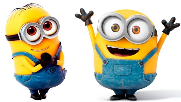 Миньоны на белом фоне