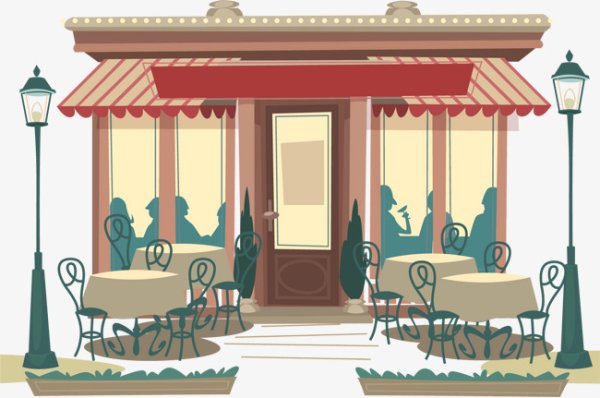 Уличное кафе на прозрачном фоне