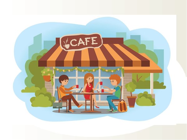 Уличное кафе вектор