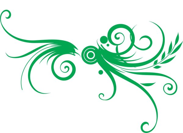 Зеленые завитушки на прозрачном фоне