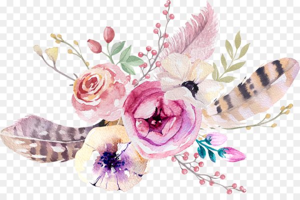 Голубые Акварельные цветы