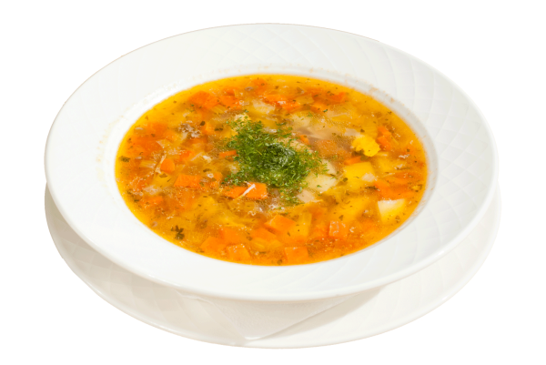 Суп на белом фоне