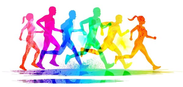 Силуэты людей занимающихся спортом