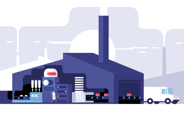 Силуэты промышленных зданий