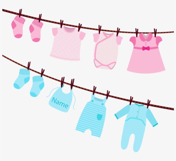Детская одежда на веревке вектор