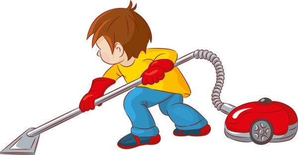 Мальчик пылесосит