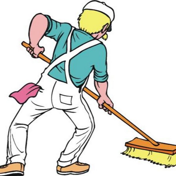 Уборщик на прозрачном фоне