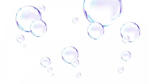 Мыльные пузыри на белом фоне