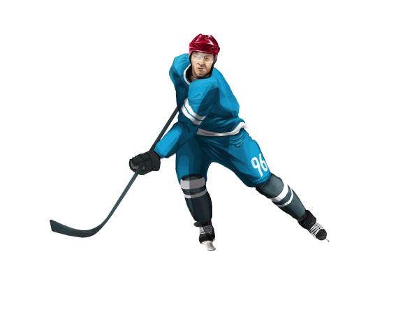 Хоккеист на белом фоне
