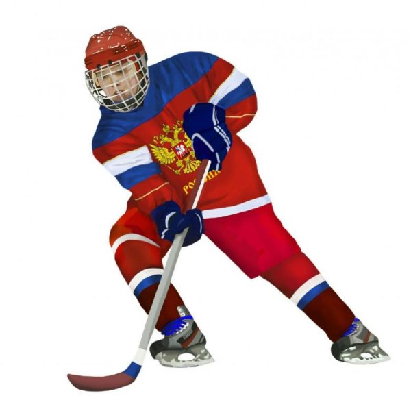 Хоккеист на белом фоне